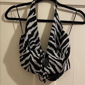 Princess Polly Black and White Zebra Crop Top